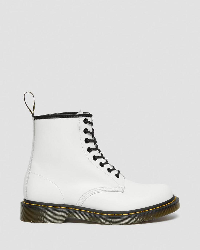 White Men's Dr Martens 1460 Smooth Leather Lace Up Boots | CA 535BEX